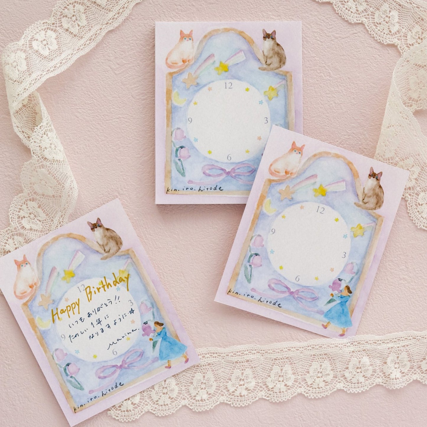 kin.iro.hitode(キンイロヒトデ) メモ帳 猫の時計