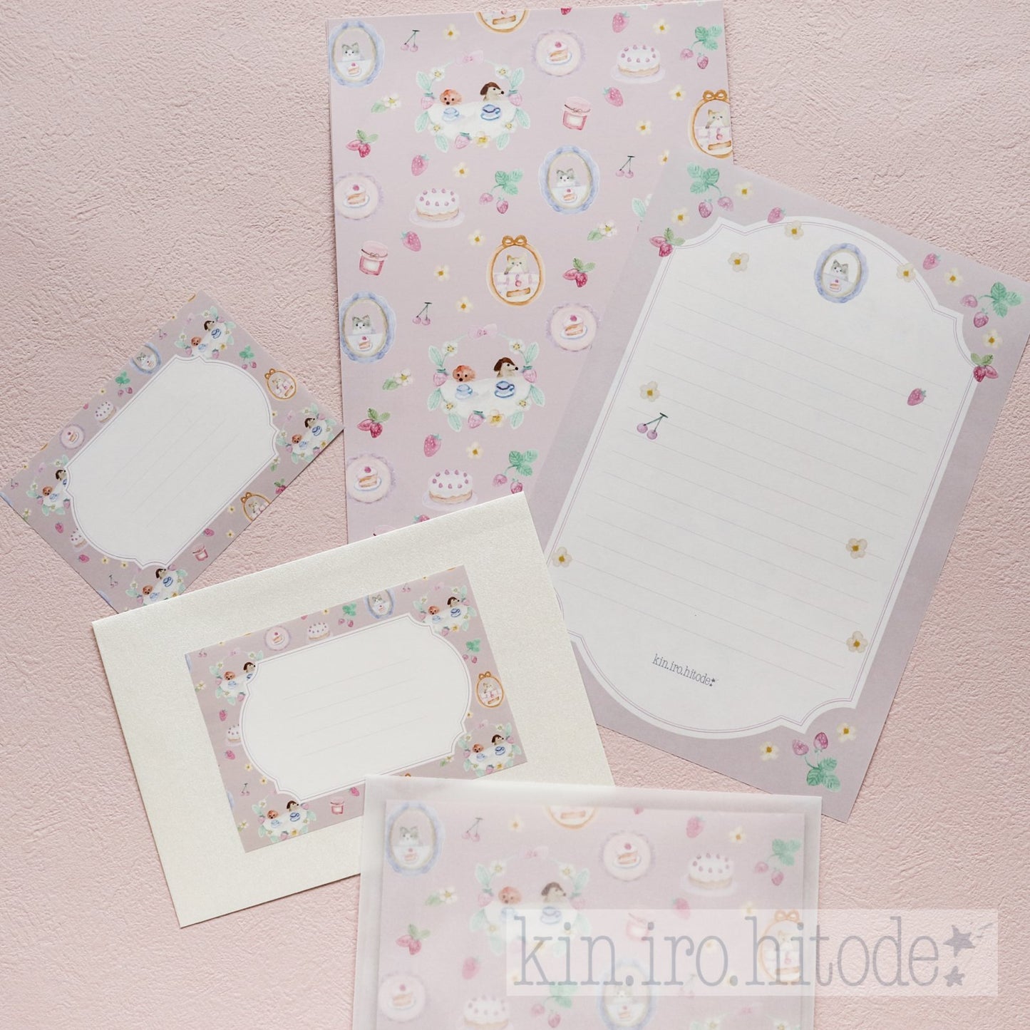 kin.iro.hitode(キンイロヒトデ) レターセット いちご模様