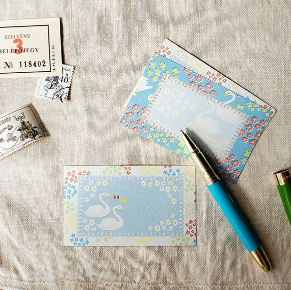 ant!ant!!ant!!!(アント!アント!!アント!!!) ちょこっとメッセージカード かわいいスワン ブルー