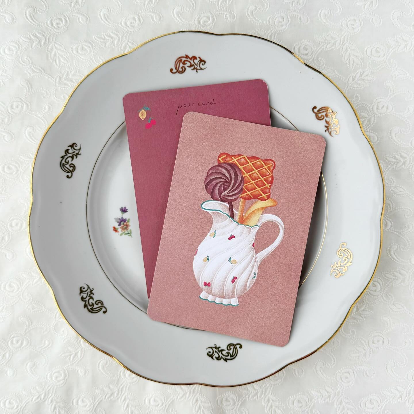 ア・ラ・カル堂 ポストカード お花クッキーブラウン