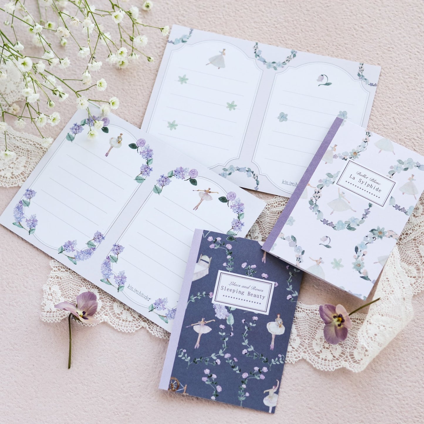kin.iro.hitode(キンイロヒトデ) 洋書みたいなメッセージカード 眠り姫xシルフィードの花冠