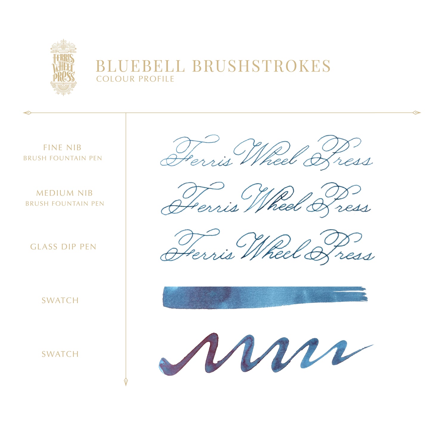FERRIS WHEEL PRESS(フェリスホイールプレス) インク 38ml Adventures of Moss Brothers Collection ブルーベルブラッシュストローク