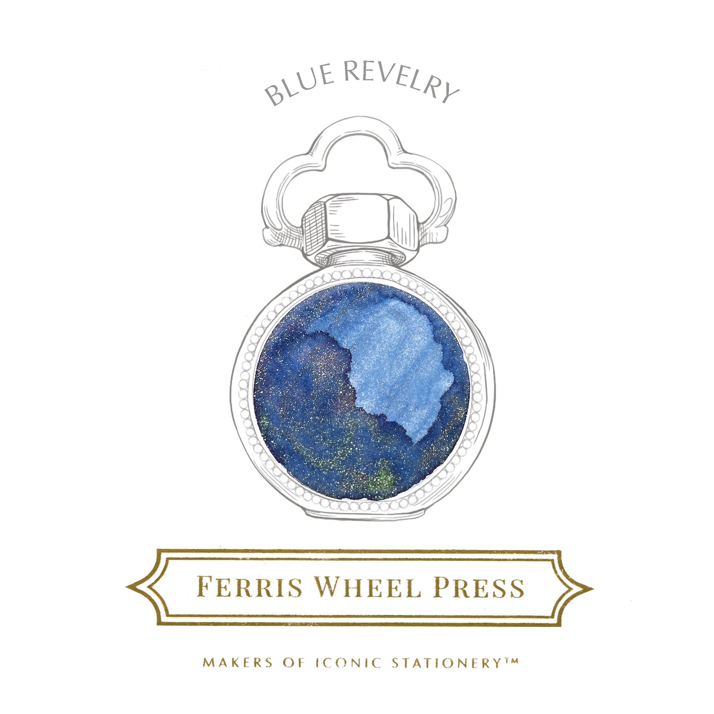 【限定品】FERRIS WHEEL PRESS(フェリスホイールプレス) インク 38ml 15th Anniversary Celebration ブルーレヴェルリーVol.2【ラメ入り】