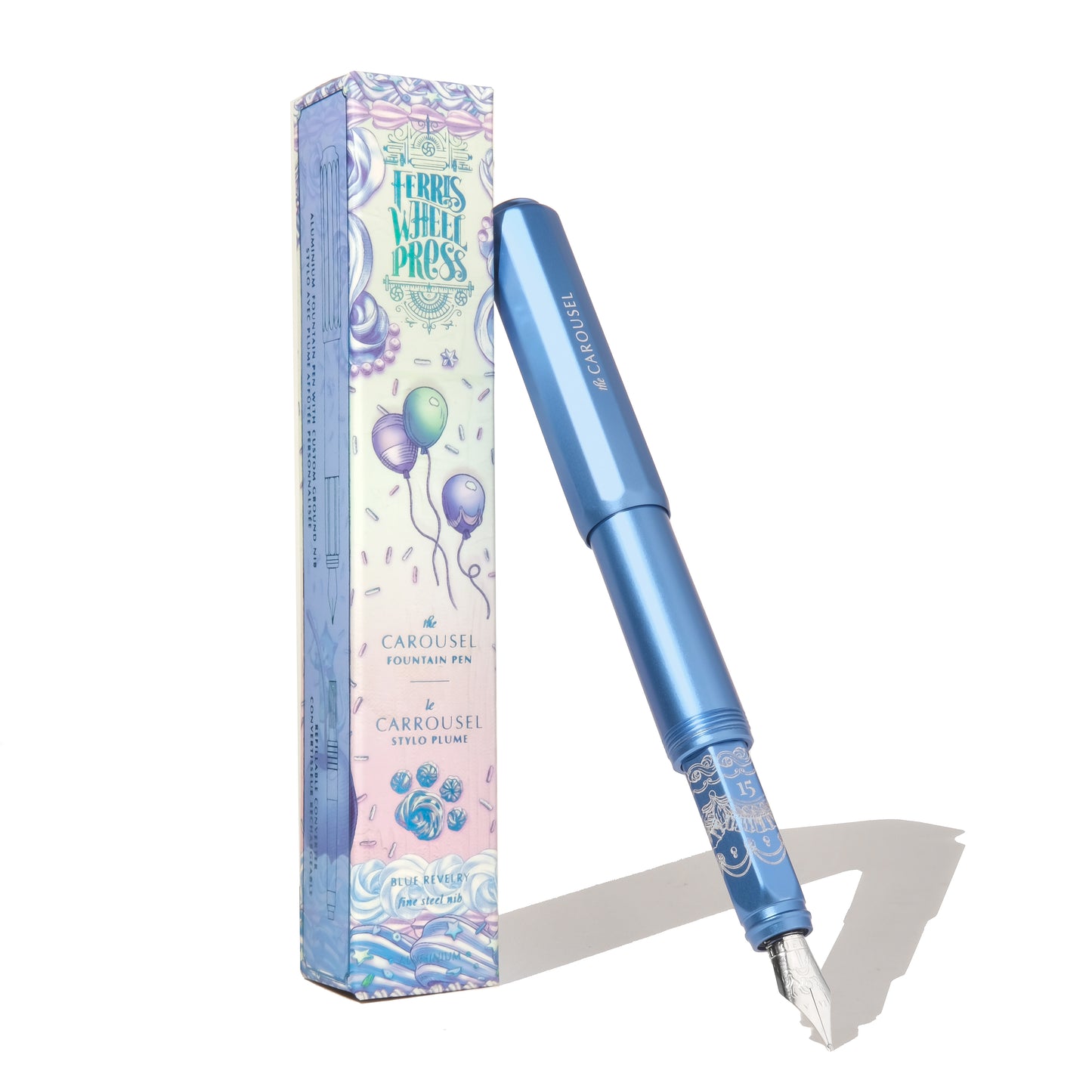 【限定品】FERRIS WHEEL PRESS(フェリスホイールプレス) 万年筆 カルーセルアルミ 15th Anniversary Celebration ブルーレヴェルリー 細字/中字
