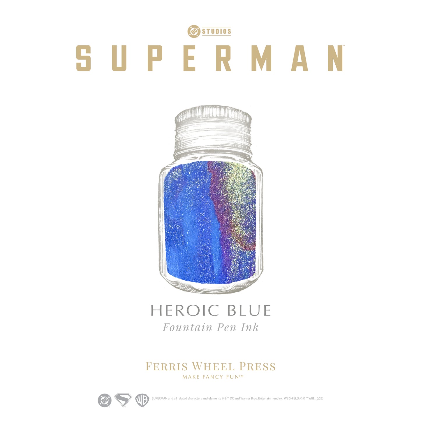 FERRIS WHEEL PRESS(フェリスホイールプレス) Warner Bros. Superman 万年筆 マルキーズ 細字 & インク 28ml ビュー フロム アバブ【ラメ入り】