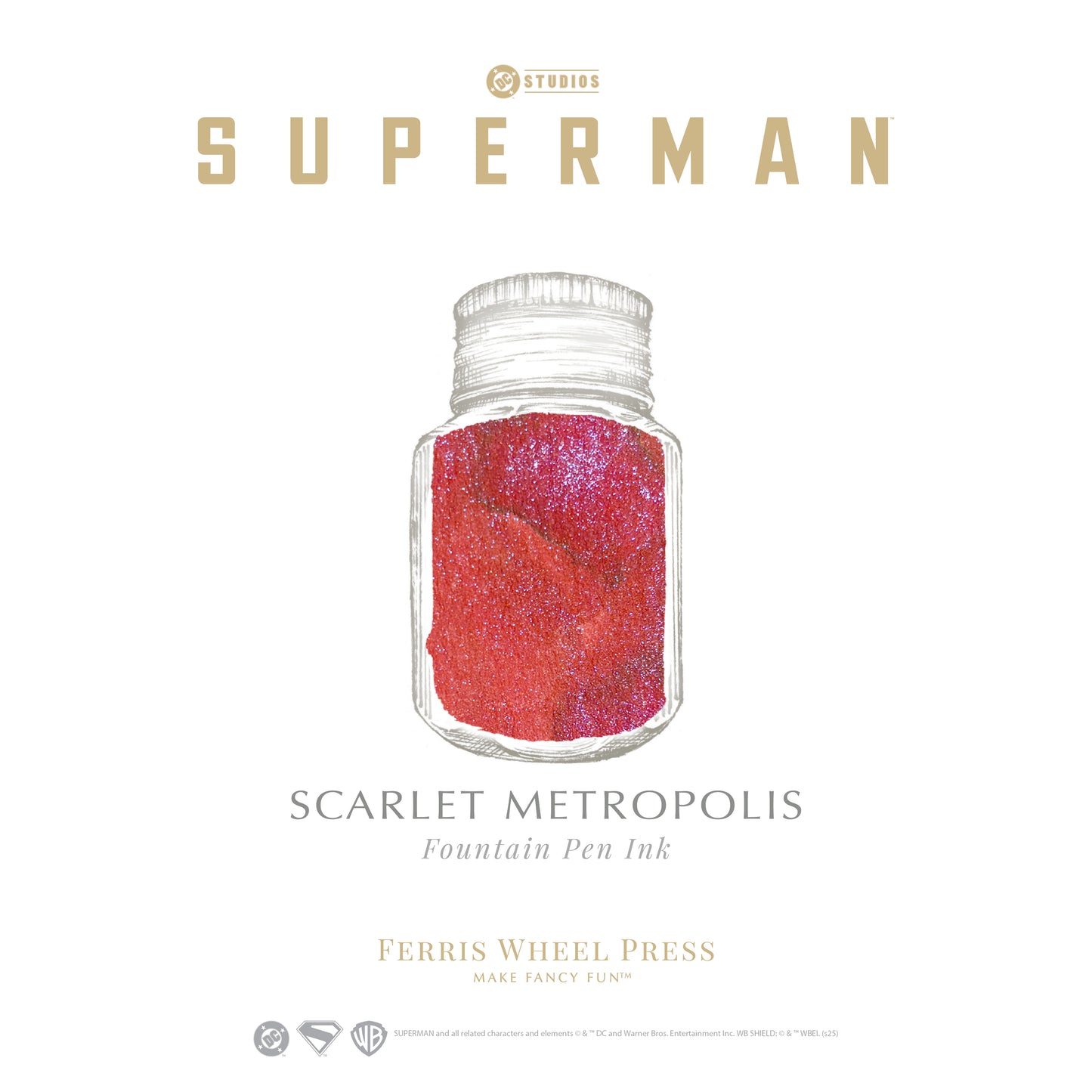 FERRIS WHEEL PRESS(フェリスホイールプレス) Warner Bros. Superman 万年筆 マルキーズ 細字 & インク 28ml ザ ボイス オブ メトロポリス【ラメ入り】