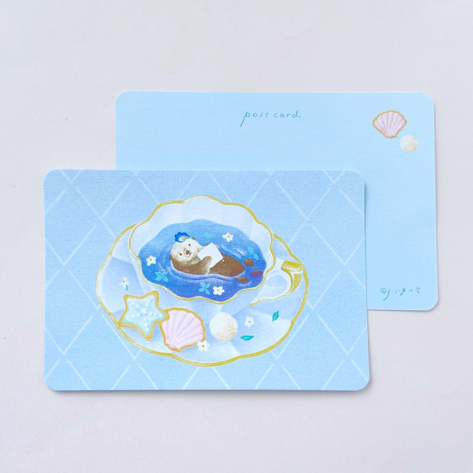 ア・ラ・カル堂 ポストカード ラッコのティータイム