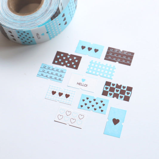 forme.(フォルム) ラベラーシール ハートアソート 水色×茶