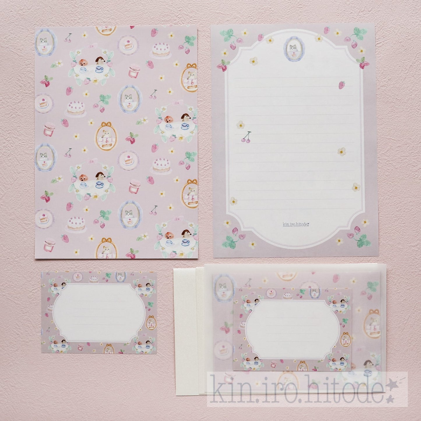 kin.iro.hitode(キンイロヒトデ) レターセット いちご模様