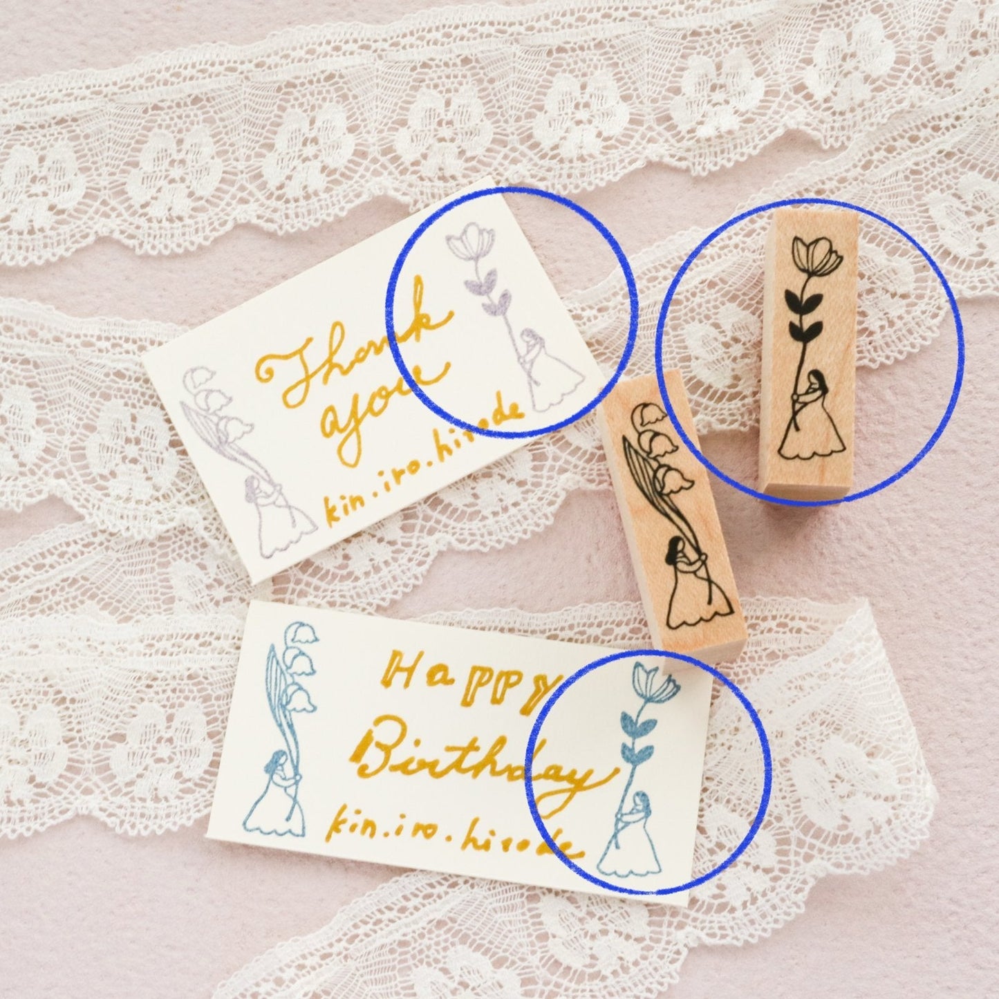 kin.iro.hitode(キンイロヒトデ) ハンコ 大きなお花のライン