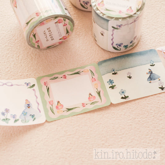 kin.iro.hitode(キンイロヒトデ) ロールふせん 女の子とお花
