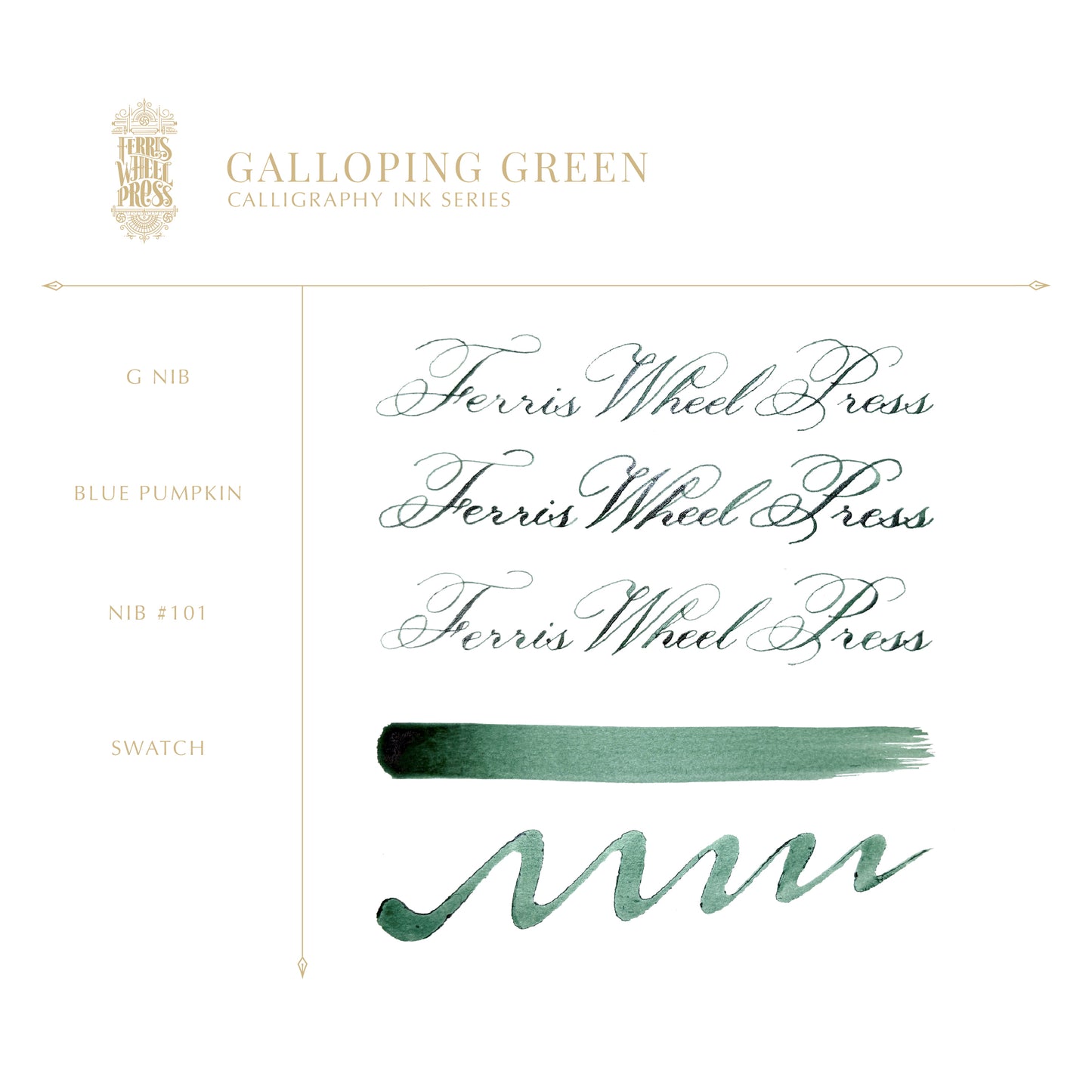 【12月5日より順次配送】FERRIS WHEEL PRESS(フェリスホイールプレス) インク 28ml ギャロッピング グリーン【顔料】