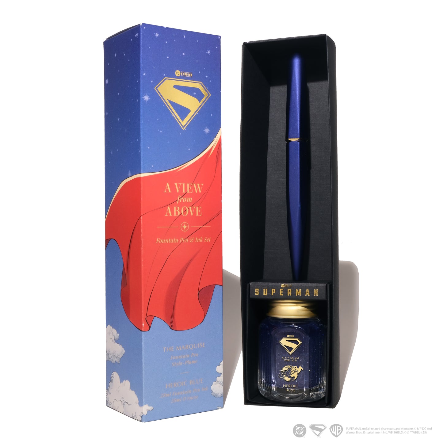 FERRIS WHEEL PRESS(フェリスホイールプレス) Warner Bros. Superman 万年筆 マルキーズ 細字 & インク 28ml ビュー フロム アバブ【ラメ入り】