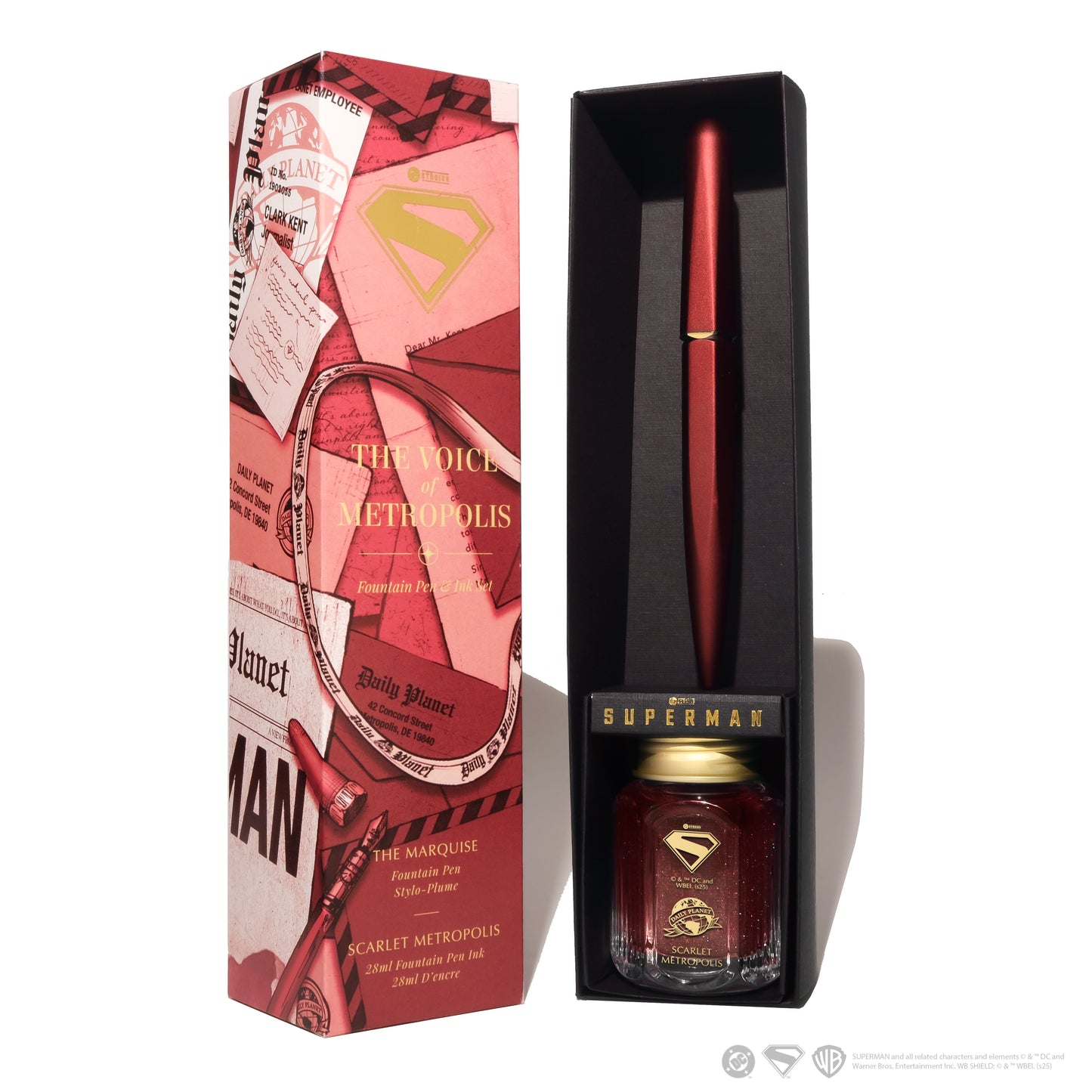 FERRIS WHEEL PRESS(フェリスホイールプレス) Warner Bros. Superman 万年筆 マルキーズ 細字 & インク 28ml ザ ボイス オブ メトロポリス【ラメ入り】