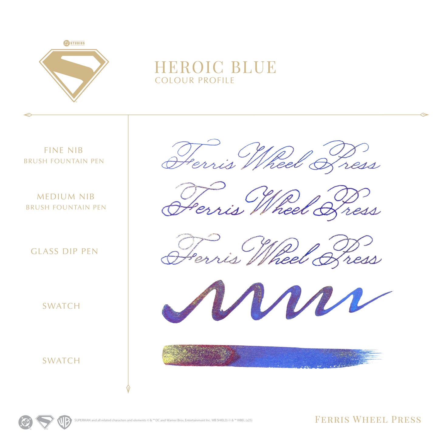 FERRIS WHEEL PRESS(フェリスホイールプレス) Warner Bros. Superman 万年筆 マルキーズ 細字 & インク 28ml ビュー フロム アバブ【ラメ入り】
