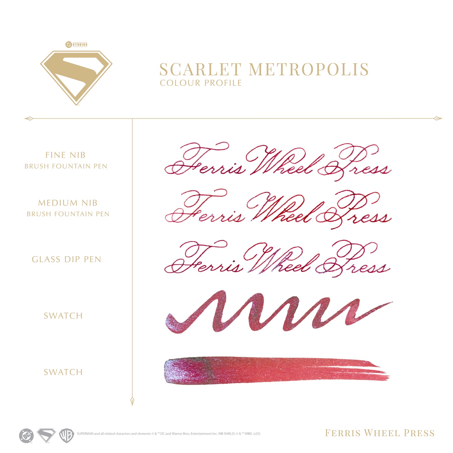 FERRIS WHEEL PRESS(フェリスホイールプレス) Warner Bros. Superman 万年筆 マルキーズ 細字 & インク 28ml ザ ボイス オブ メトロポリス【ラメ入り】
