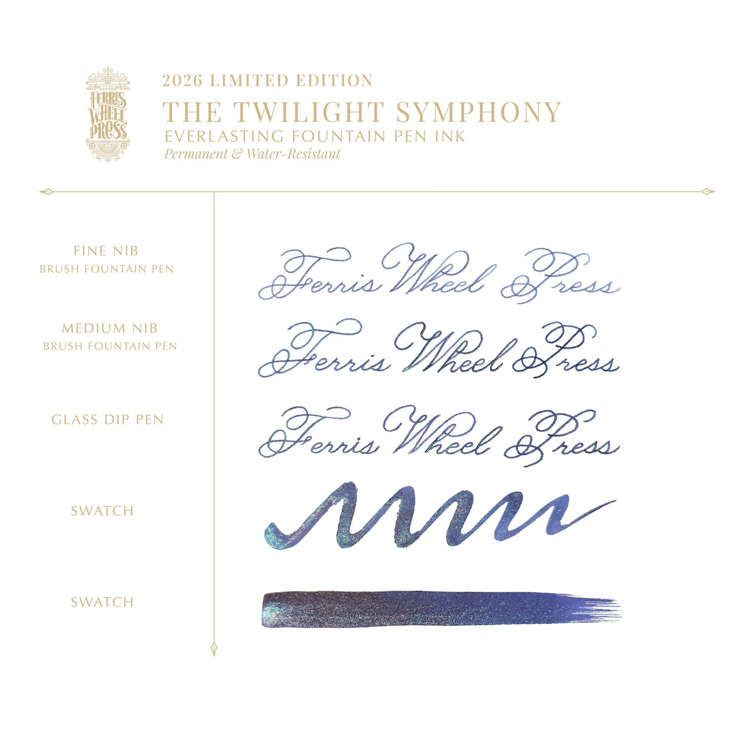 【限定品】FERRIS WHEEL PRESS(フェリスホイールプレス) インク 20ml 2026 LIMITED EDITION トワイライト シンフォニー【顔料】【ラメ入り】