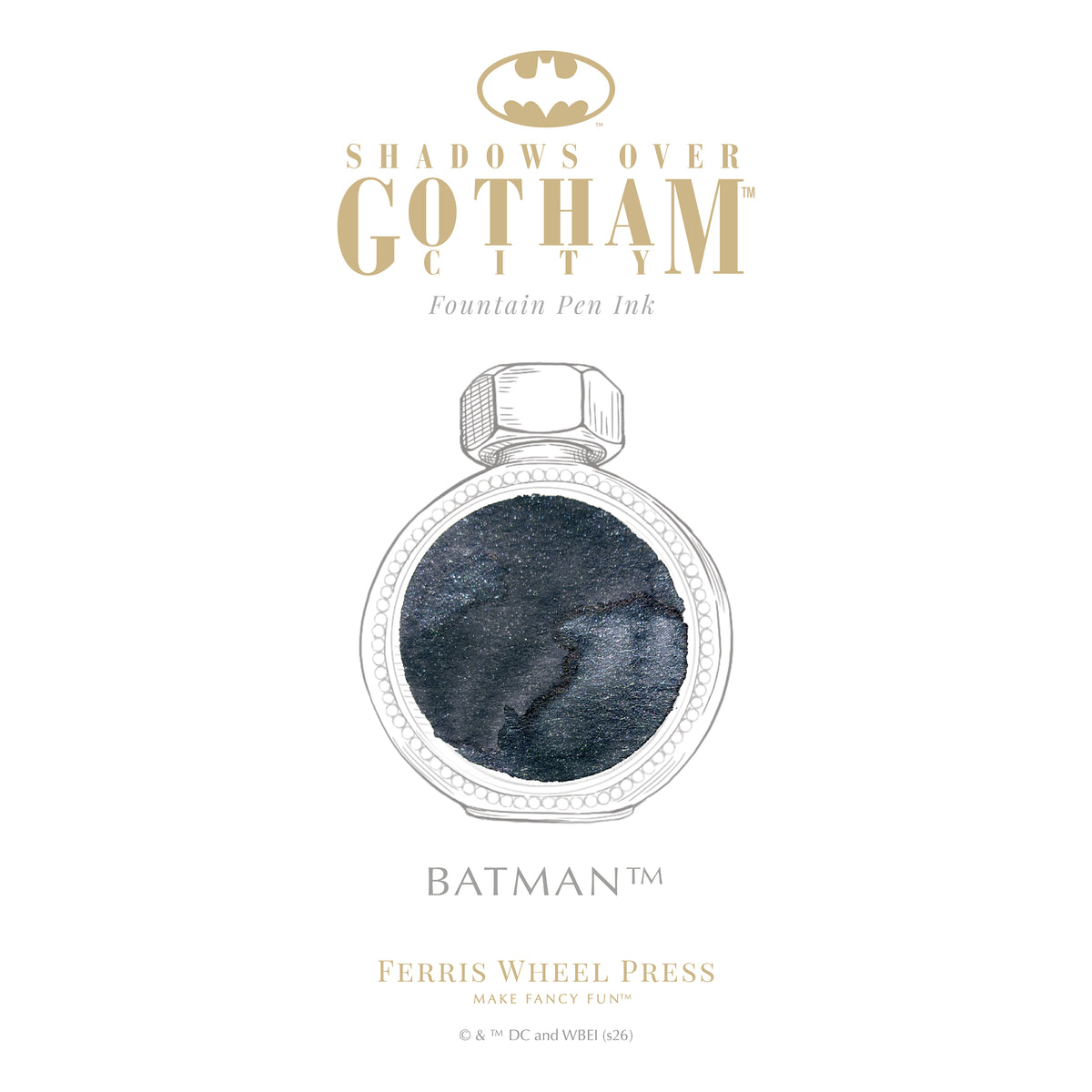【限定品】FERRIS WHEEL PRESS(フェリスホイールプレス) Warner Bros. Shadows over Gotham City 万年筆 マルキーズ 細字 & インク 38ml バットマン【ラメ入り】