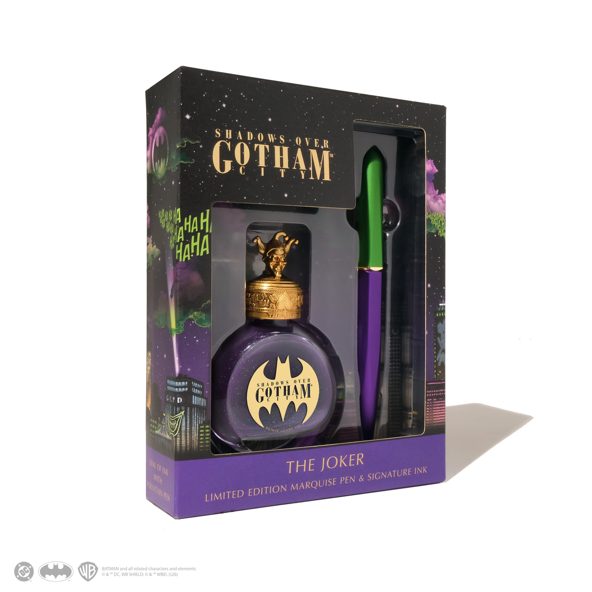 【限定品】FERRIS WHEEL PRESS(フェリスホイールプレス) Warner Bros. Shadows over Gotham City 万年筆 マルキーズ 細字 & インク 38ml ジョーカー【ラメ入り】