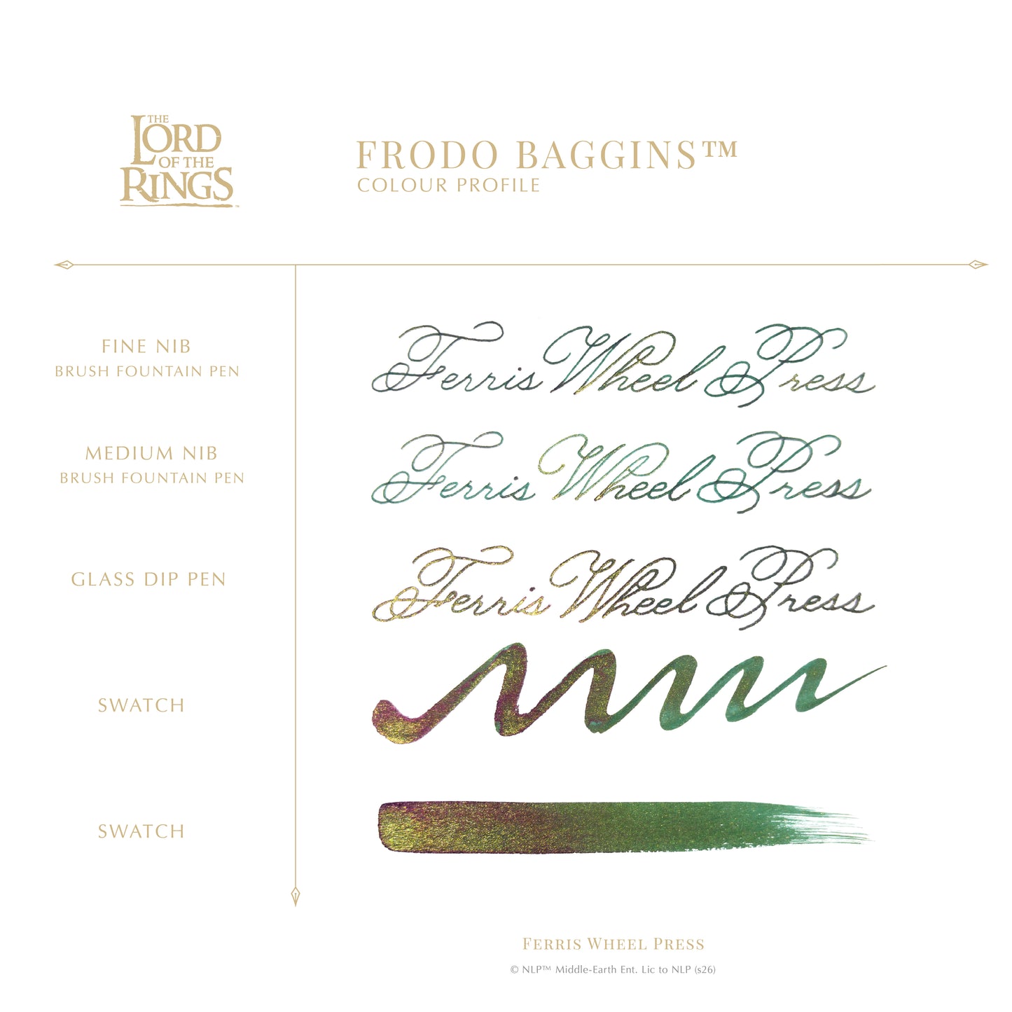 【8月26日より順次出荷】FERRIS WHEEL PRESS(フェリスホイールプレス) Warner Bros. The Lord of the Rings インク 38ml フロド・バギンズ【ラメ入り】