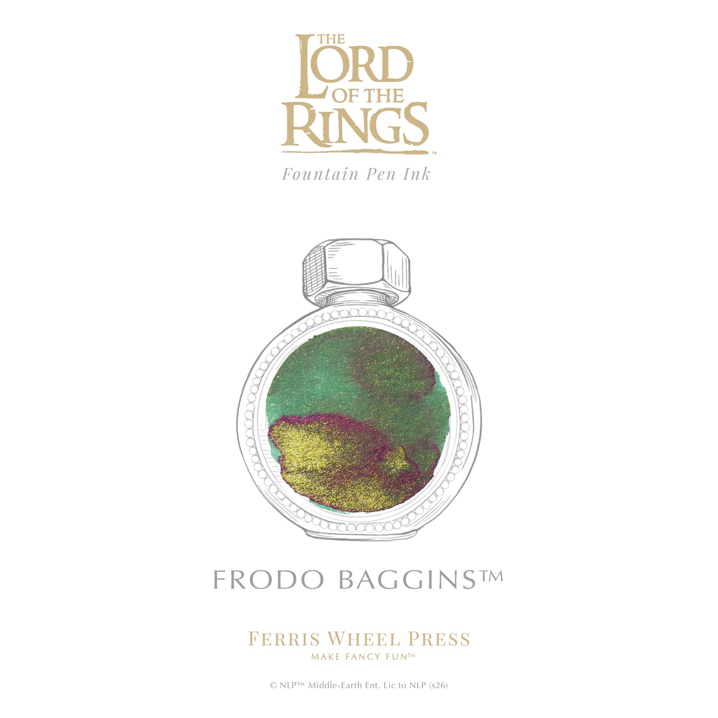 【8月26日より順次出荷】FERRIS WHEEL PRESS(フェリスホイールプレス) Warner Bros. The Lord of the Rings インク 38ml フロド・バギンズ【ラメ入り】