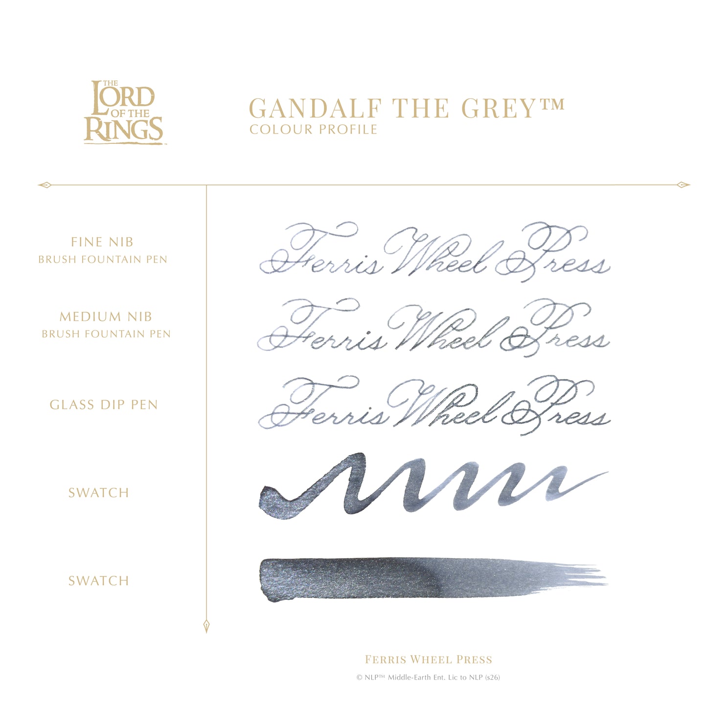 【8月26日より順次出荷】FERRIS WHEEL PRESS(フェリスホイールプレス) Warner Bros. The Lord of the Rings インク 38ml ガンダルフ ザ グレイ【ラメ入り】