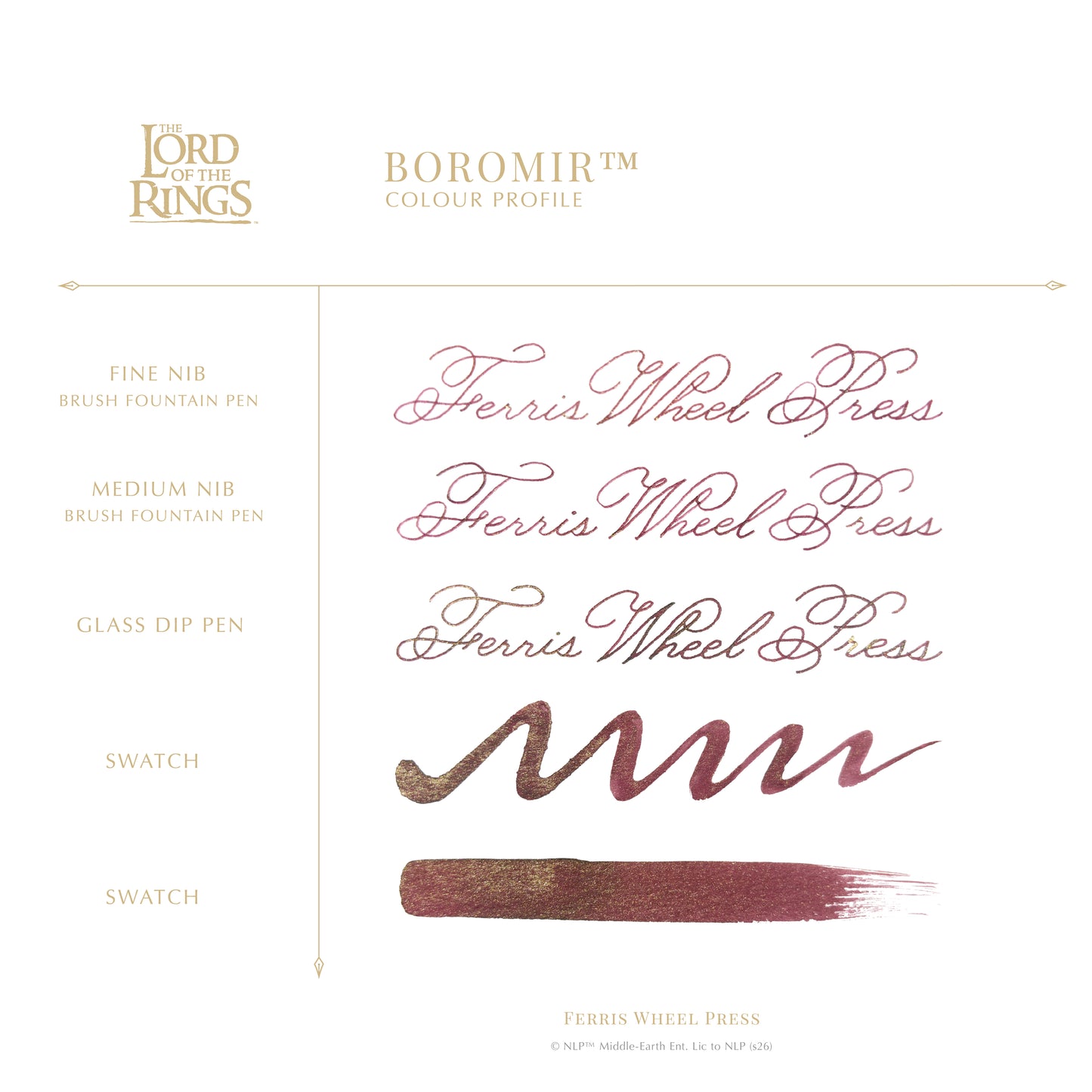 【8月26日より順次出荷】FERRIS WHEEL PRESS(フェリスホイールプレス) Warner Bros. The Lord of the Rings インク 38ml ボロミア【ラメ入り】