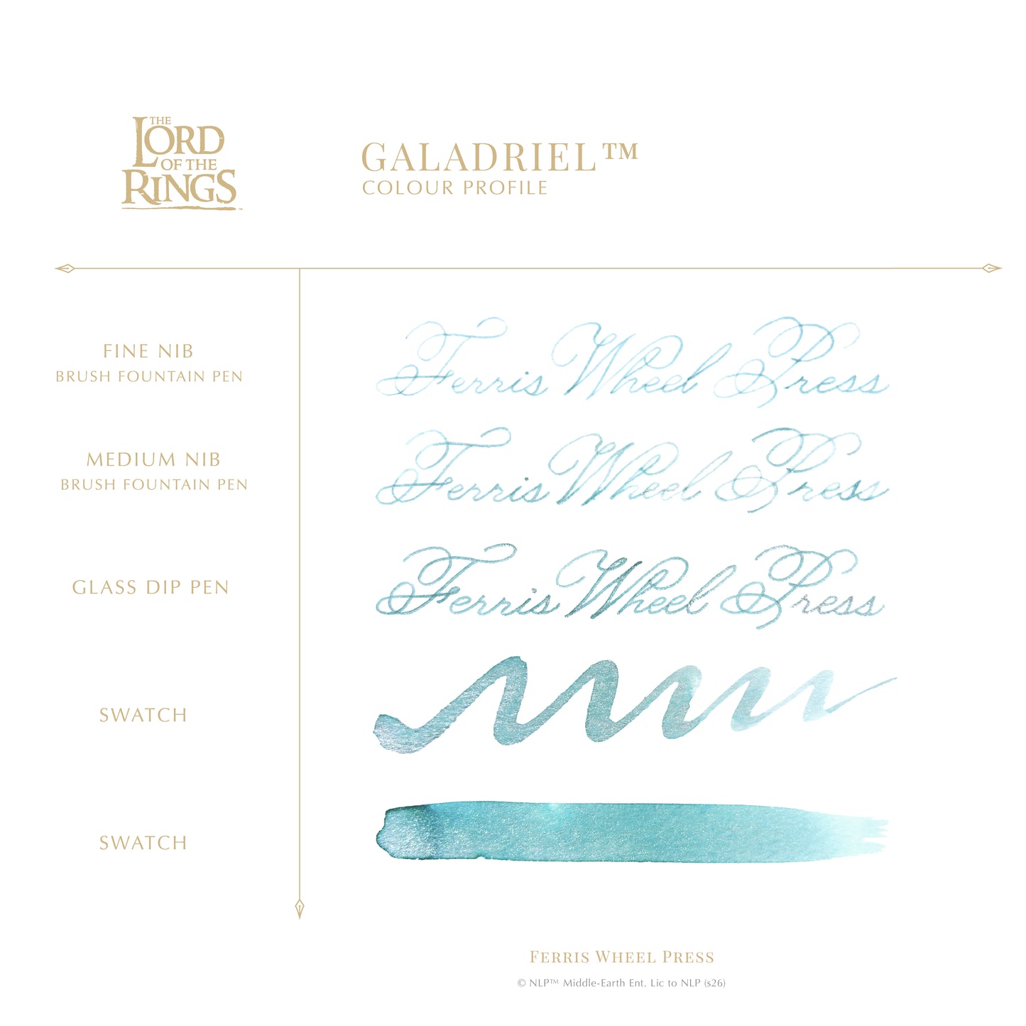 【8月26日より順次出荷】【限定品】FERRIS WHEEL PRESS(フェリスホイールプレス) Warner Bros. The Lord of the Rings インク 38ml ガラドリエル【ラメ入り】