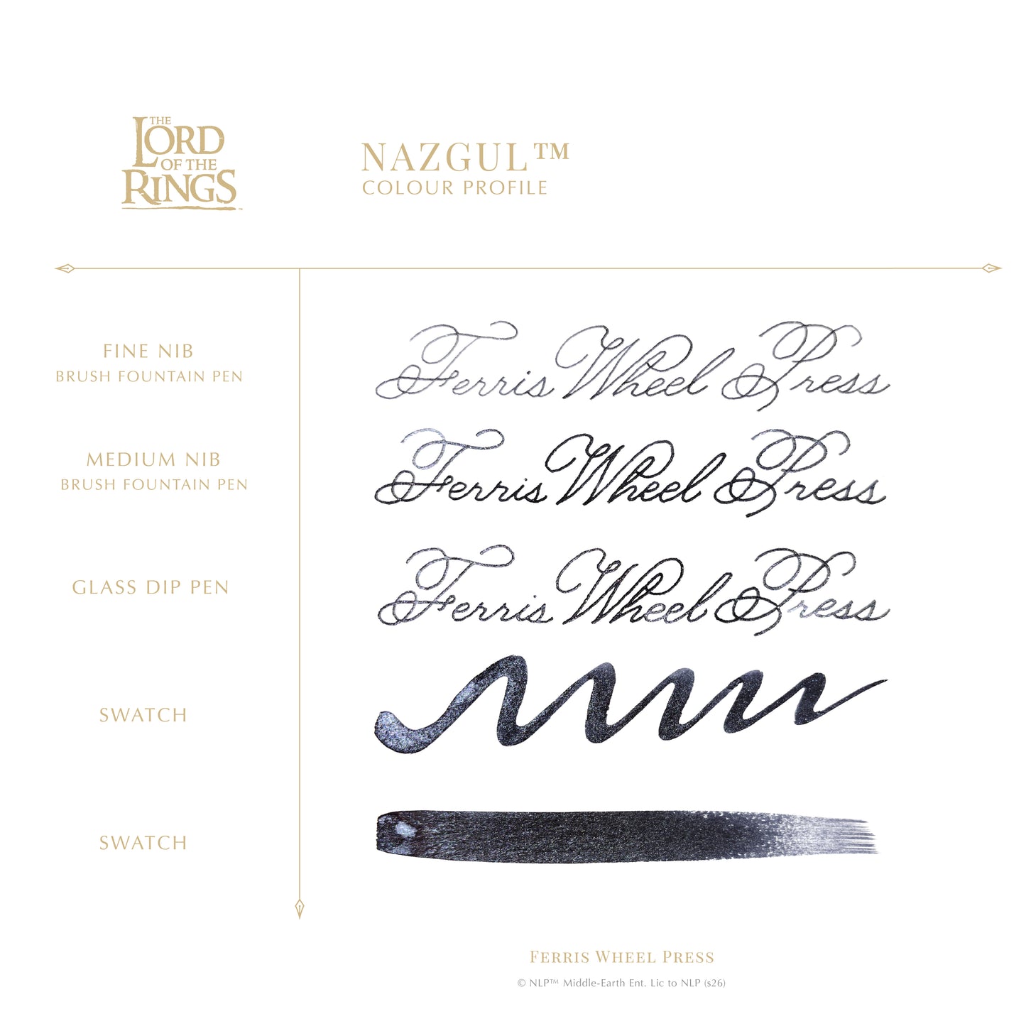 【8月26日より順次出荷】【限定品】FERRIS WHEEL PRESS(フェリスホイールプレス) Warner Bros. The Lord of the Rings インク 38ml ナズグル【ラメ入り】