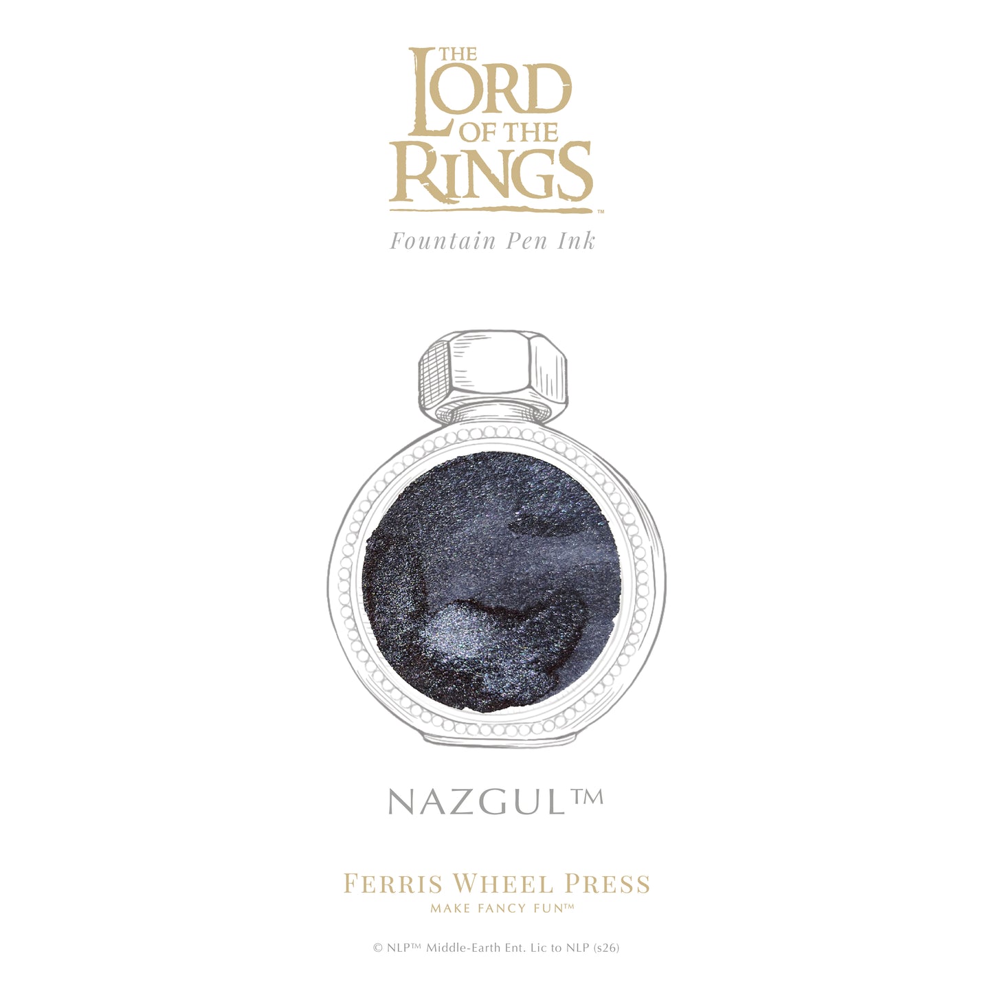 【8月26日より順次出荷】【限定品】FERRIS WHEEL PRESS(フェリスホイールプレス) Warner Bros. The Lord of the Rings インク 38ml ナズグル【ラメ入り】