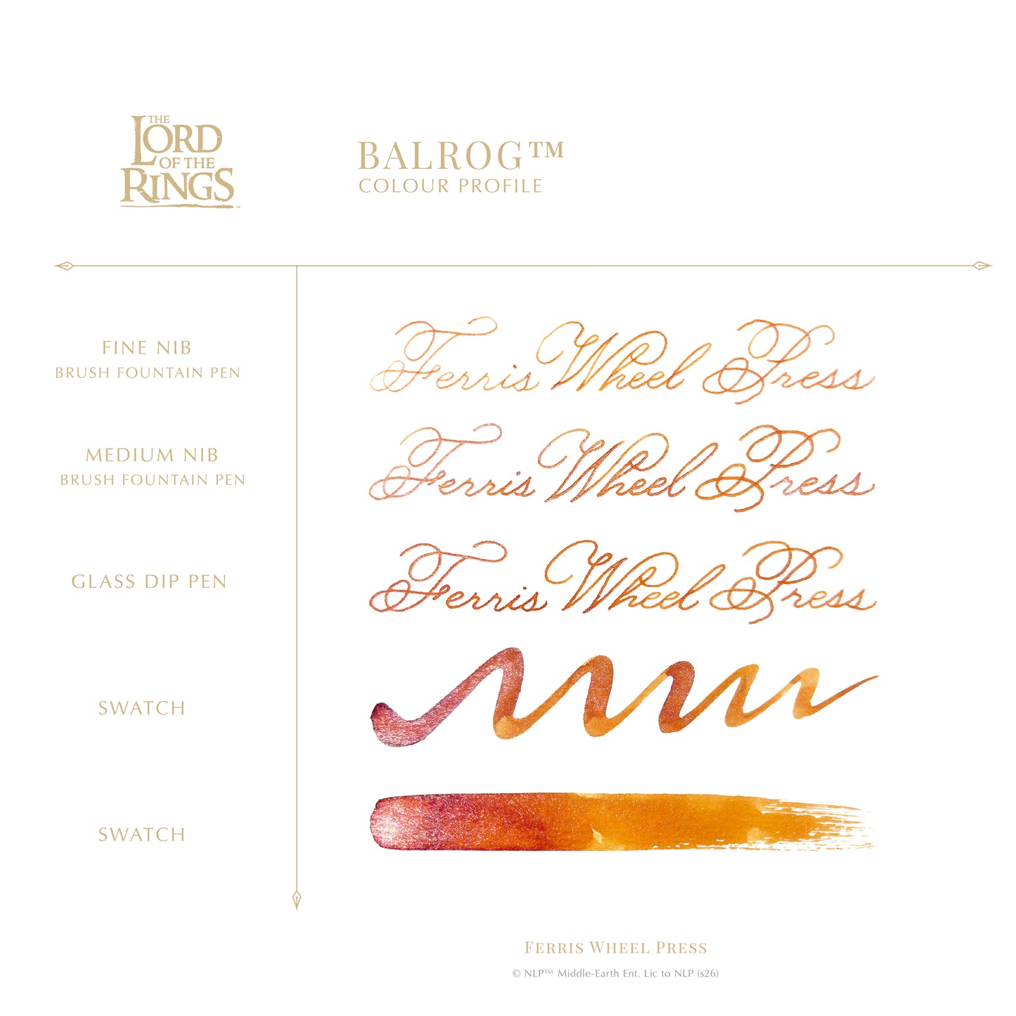 【8月26日より順次出荷】FERRIS WHEEL PRESS(フェリスホイールプレス) Warner Bros. The Lord of the Rings インク 38ml バルログ【ラメ入り】