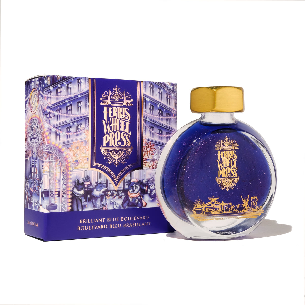 【11月3日より順次出荷】FERRIS WHEEL PRESS(フェリスホイールプレス) インク 38ml Festival of Lights ブリリアント ブルー ブールバード【ラメ入り】